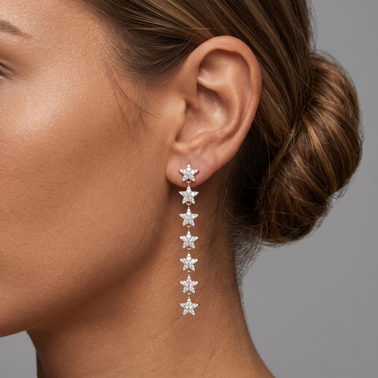 154 Diamond 14K (or 18k upon request) Yellow Gold Cascade Diamond Drop Earrings