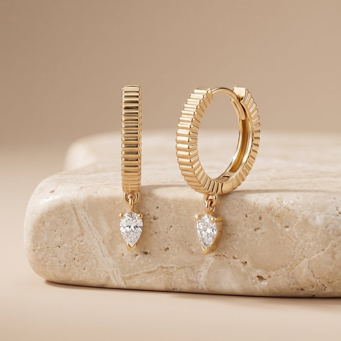 Serene Drop 14K (or 18k upon request) Yellow Gold Diamond Drop Earrings