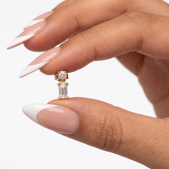Eclipse Wave 14K (or 18k upon request) Yellow Gold Diamond Drop Earrings