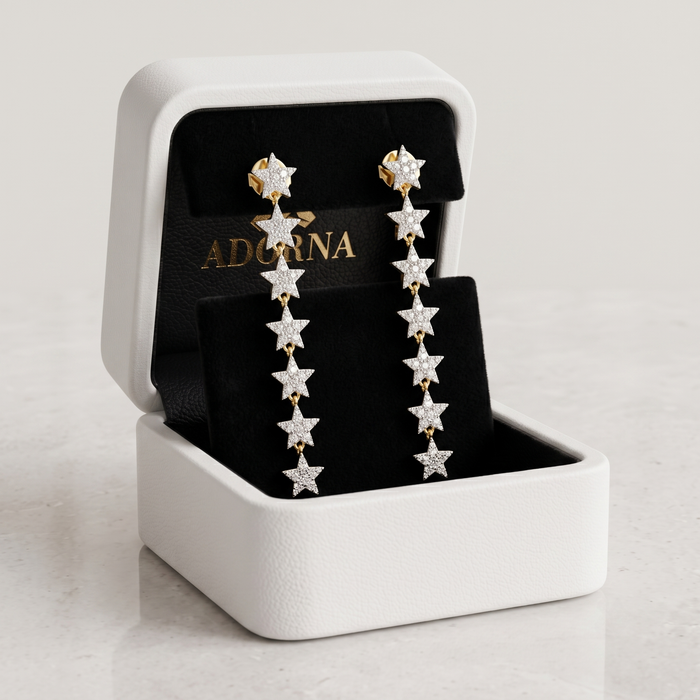 154 Diamond 14K (or 18k upon request) Yellow Gold Cascade Diamond Drop Earrings