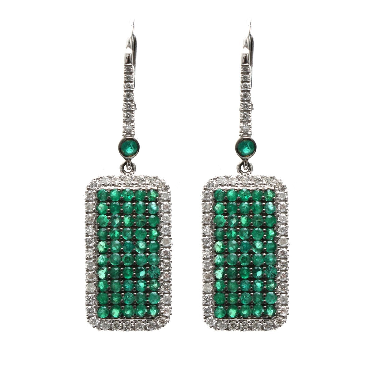 Emerald Pavé 18K Natural Diamond White Gold Drop Earrings