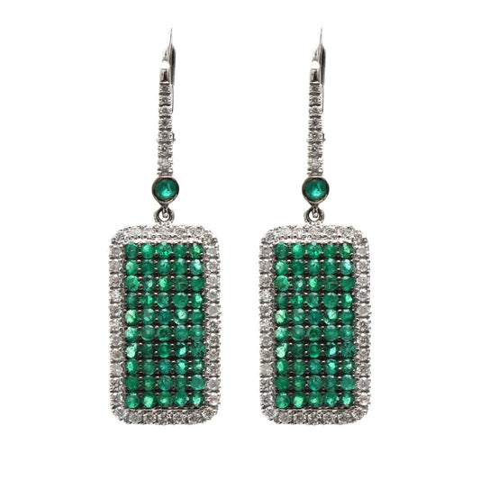 Emerald Pavé 18K Natural Diamond White Gold Drop Earrings