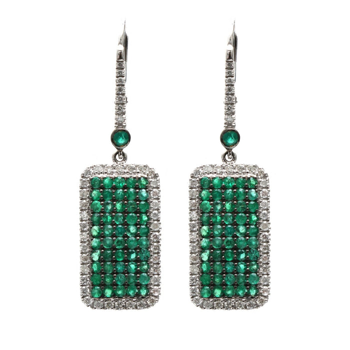 Emerald Pavé 18K Natural Diamond White Gold Drop Earrings