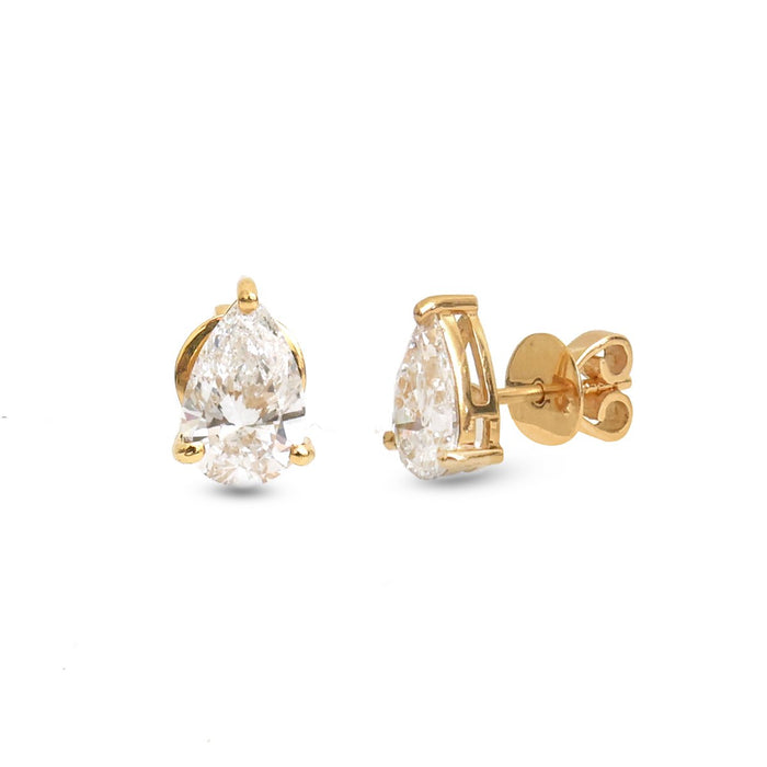 Lab  Diamond 14K (18K Custom) Classic Solitaire Stud Earrings Yellow Gold