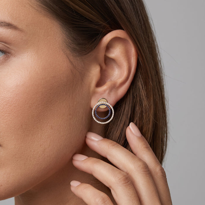 Radiance Unveiled Diamond Halo Drops Earrings in 14K Yellow Gold