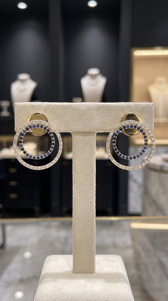 Radiance Unveiled Diamond Halo Drops Earrings in 14K Yellow Gold