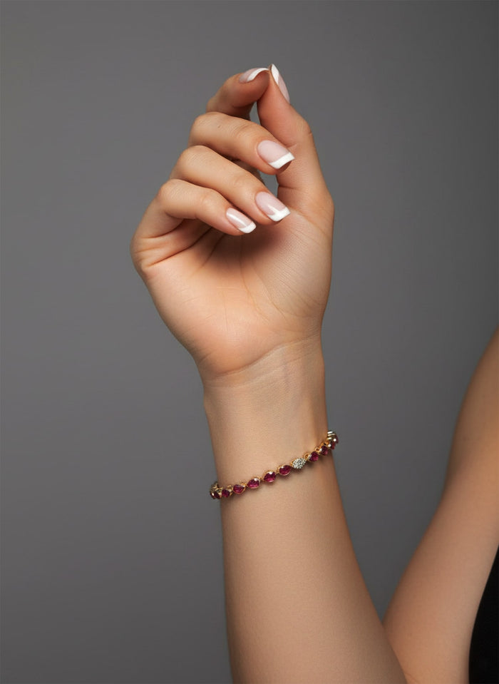 Pear Shaped Evil Eye Ain Hara Bracelet in 14K Yellow Gold