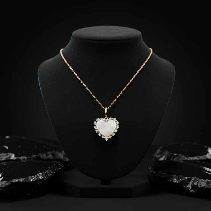 Heart Shape Pearl Pendant Necklace in 14K Yellow Gold