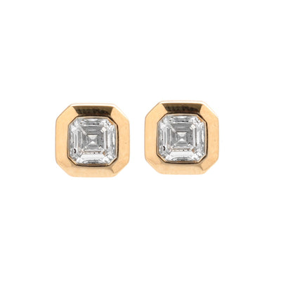 Lab Diamond Classic 14K(18K Custom) Yellow Gold Stud Earrings