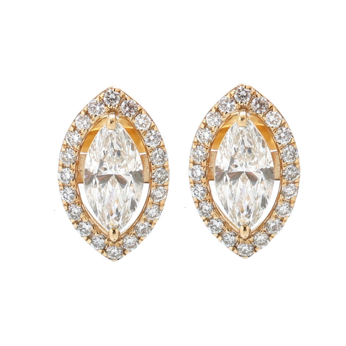 Halo 14K (18K Custom)  Lab Diamond Yellow Gold Stud Earrings