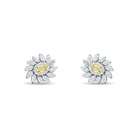 Floral Diamond 14K Yellow Centre White Marquise Earrings
