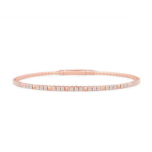 Diamond Pyramid Link Bracelet in 14K Gold