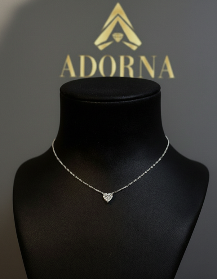 Heart-Cut Pendant Diamond Necklace in 14K White Gold
