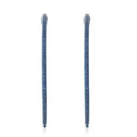 Blue Sapphire Diamond Hoop Earrings in 14K Yellow Gold