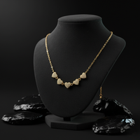 Five Pave Hearts Diamond Necklace in 14K Yellow Gold