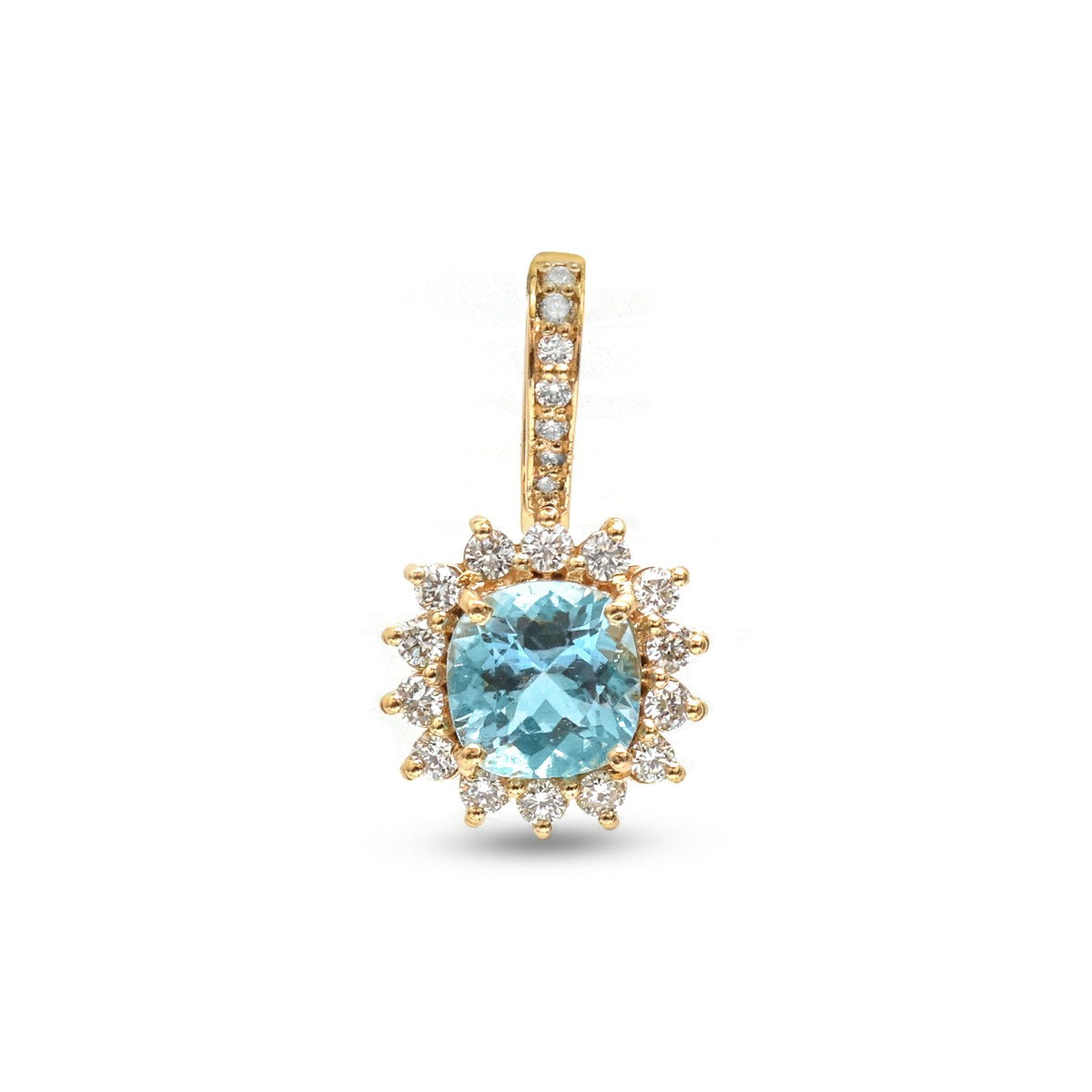square Diamond 14K (18K Custom) Yellow Gold Pendant Necklace
