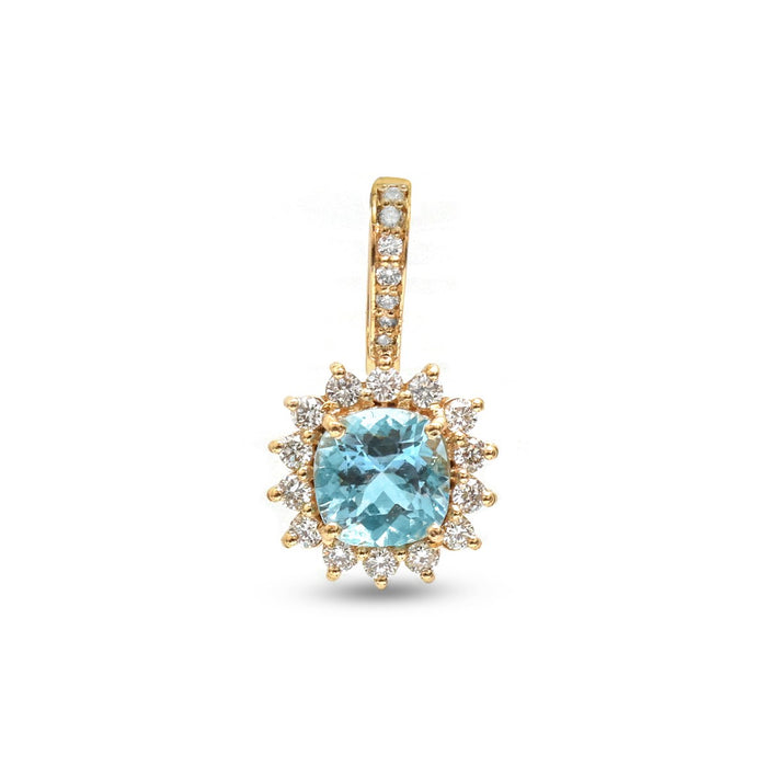 square Diamond 14K (18K Custom) Yellow Gold Pendant Necklace