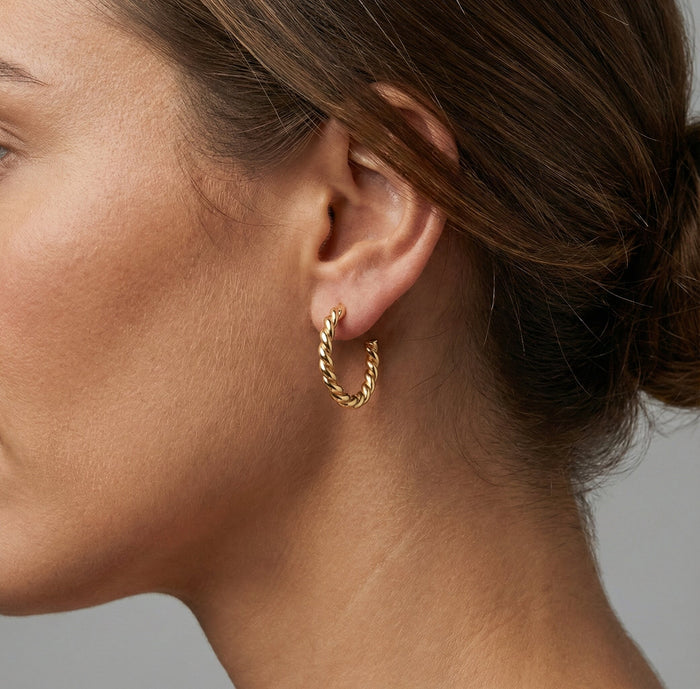 Spiral Luxe Hoop Earrings in 14K Yellow Gold