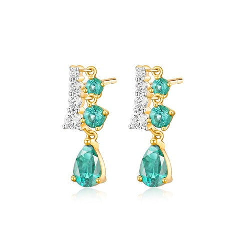 Mystic Diamond Cascade Drop Earrings in 14K Yellow Gold