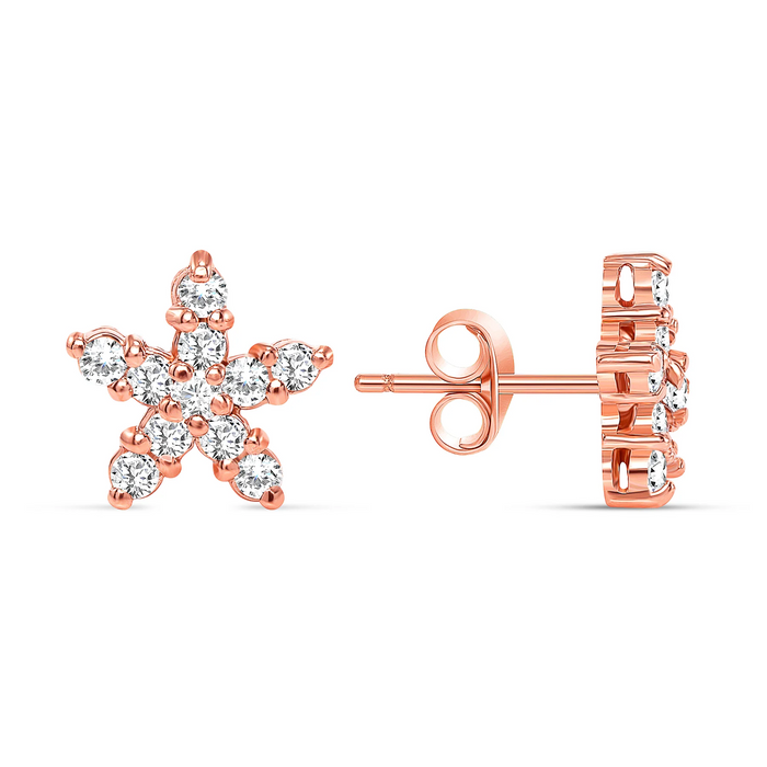 Pave Push Back Multi Color Star Shape Diamond Earrings