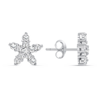 Pave Push Back Multi Color Star Shape Diamond Earrings