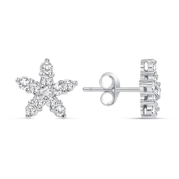 Pave Push Back Multi Color Star Shape Diamond Earrings