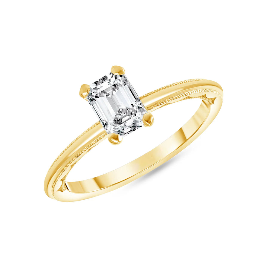 Millgrain Solitaire Engagement Ring in 18K Yellow Gold