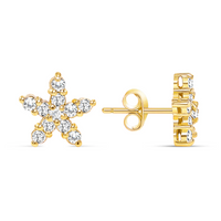 Pave Push Back Multi Color Star Shape Diamond Earrings