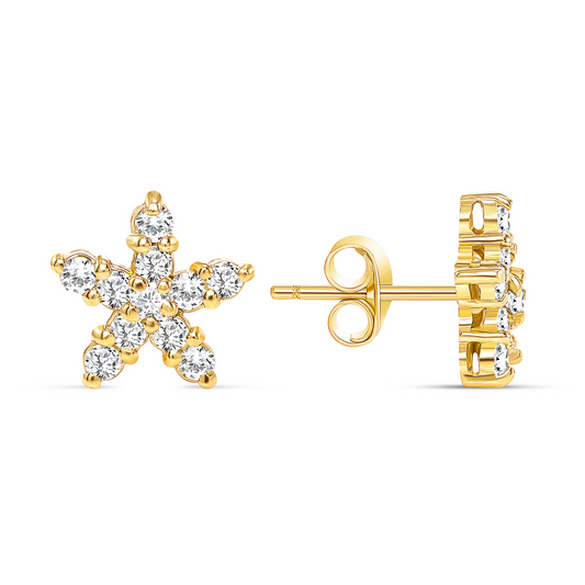Pave Push Back Multi Color Star Shape Diamond Earrings