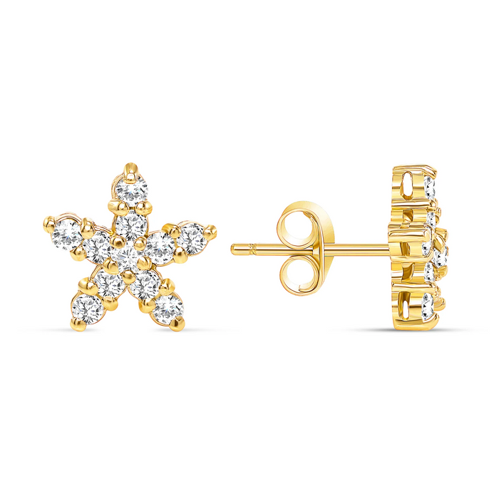 Pave Push Back Multi Color Star Shape Diamond Earrings