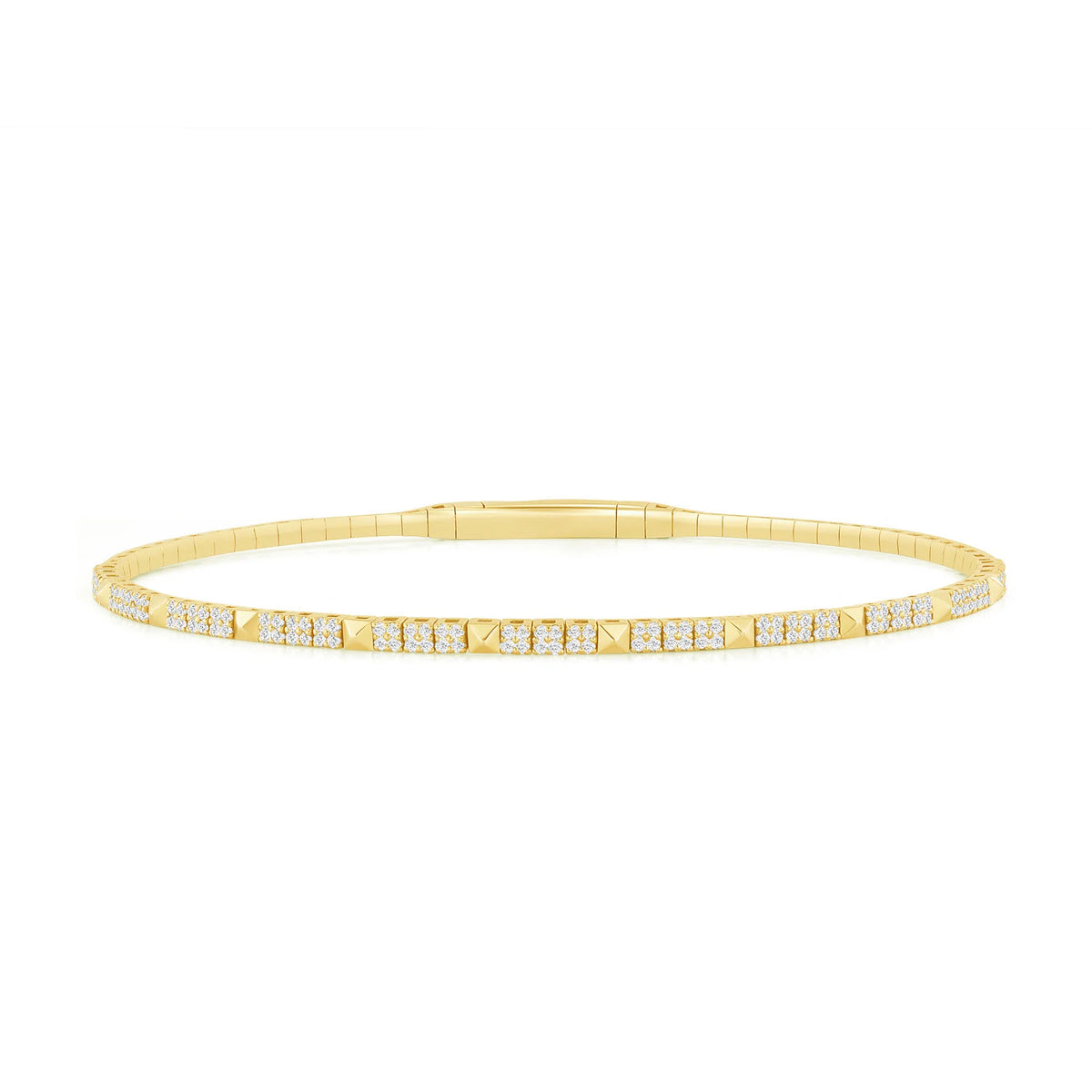 Diamond Pyramid Link Bracelet in 14K Gold