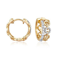 Diamond Huggie Bezel Set Hoop Earrings in 14K Yellow Gold