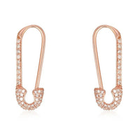 Pave Safety Pin Diamond Earrings in 14K Gold