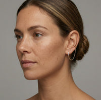 Linked Dots Double Hoop Chain Earrings in 14K Yellow Gold
