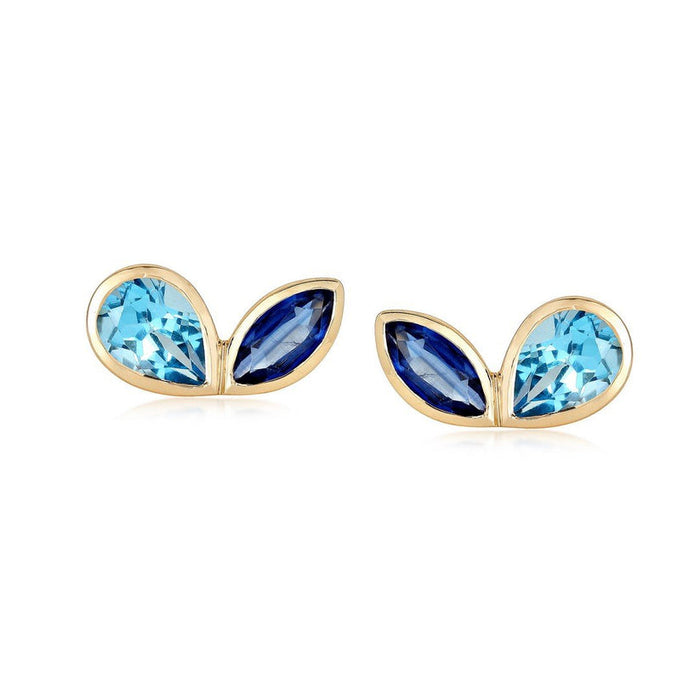 Authentic Topaz Diamond Stud Earrings in 14K Yellow Gold