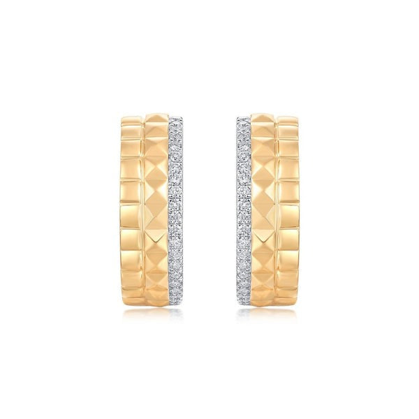 Classic Diamond Halo Circle Earrings in 14K Yellow Gold