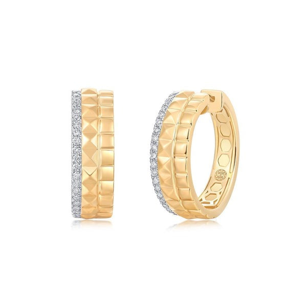 Classic Diamond Halo Circle Earrings in 14K Yellow Gold
