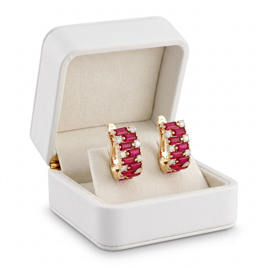 Golden Bliss Gemstone Huggies Earrings in 14K Yellow Gold