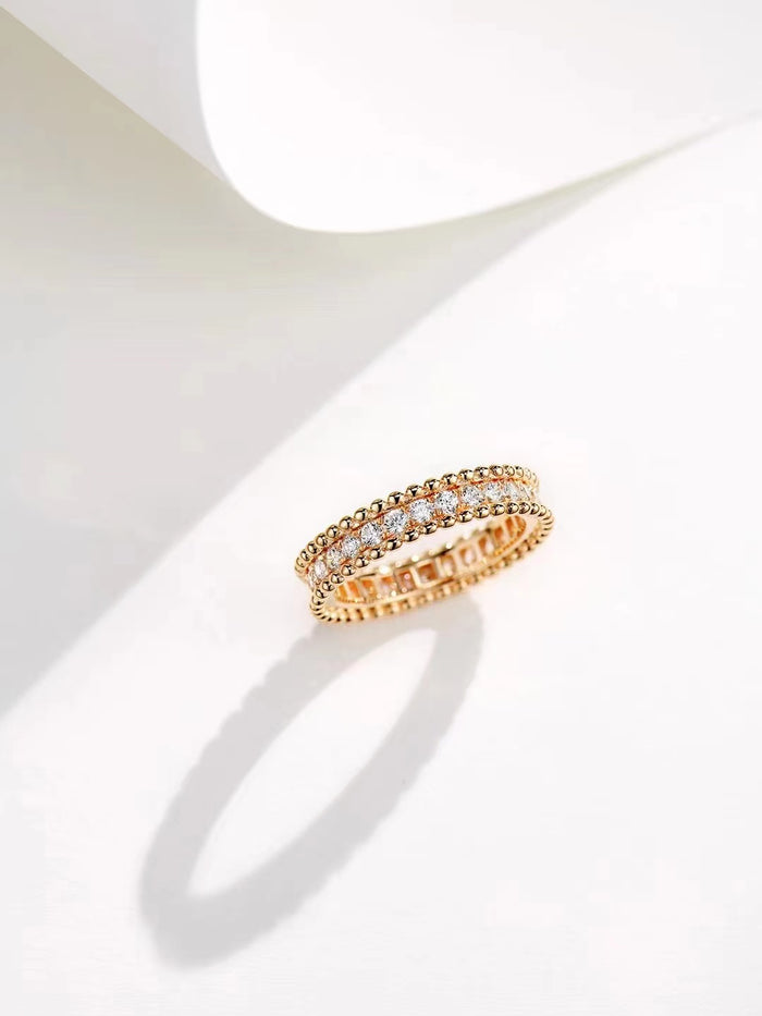 Round Textured Diamond Stacking Ring in 14K Gold
