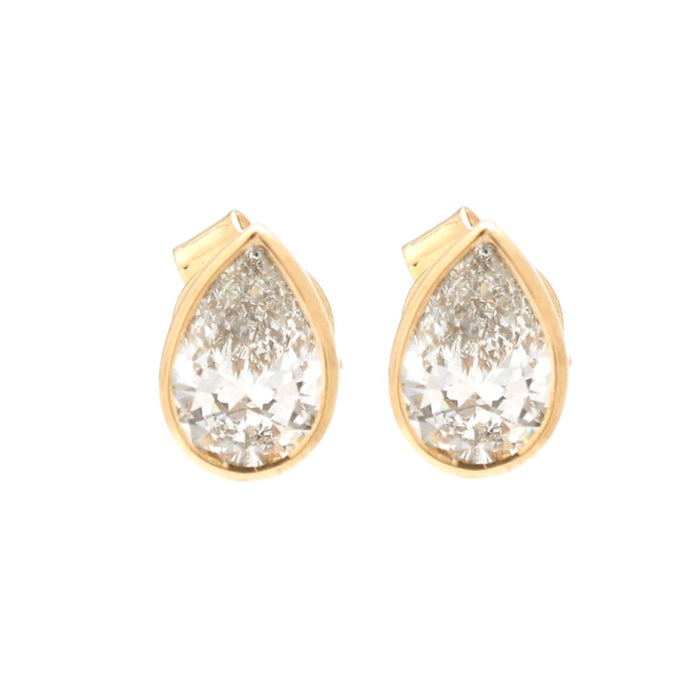 Pear Lab14K (18K Custom) Diamond Yellow Gold Stud Earrings