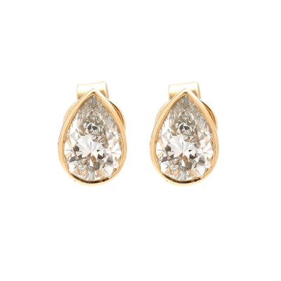 Lab Diamond 14K (18K Custom) Solitaire Earrings Yellow Gold