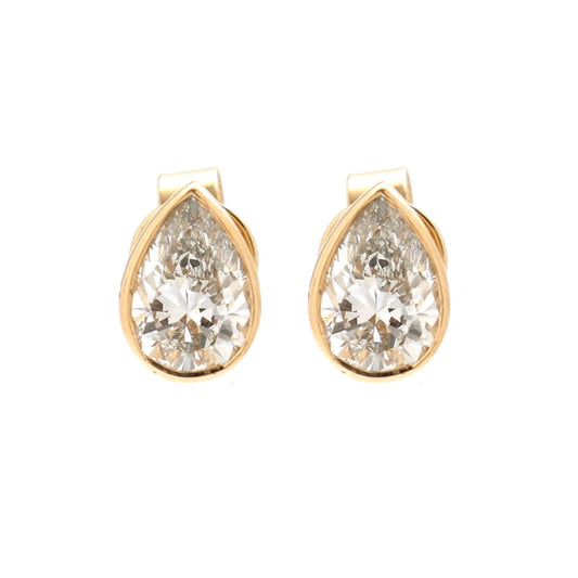 Lab Diamond 14K (18K Custom) Solitaire Earrings Yellow Gold