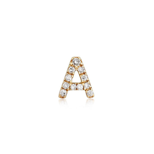 A Initial Diamond Letter Stud Earrings in 14K Yellow Gold