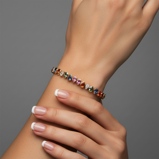 Diamond Multi-Sapphire Bracelet in 14K Yellow Gold