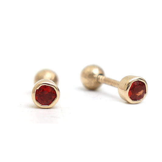 Orange Sapphire 14K (18k Custom) Yellow Gold Stud Earrings