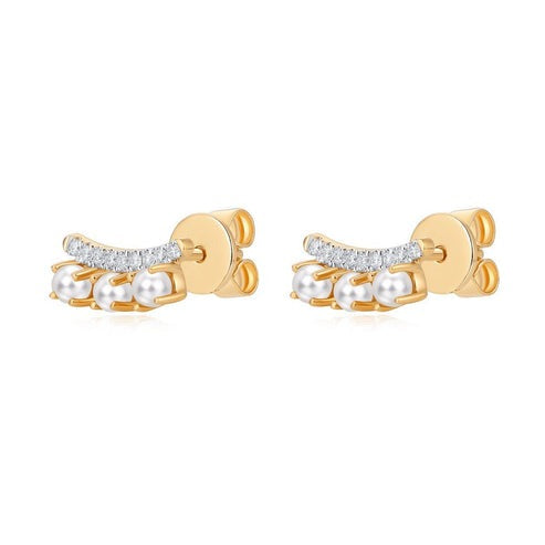 Pear Diamond Stud Earrings in 14K Yellow Gold