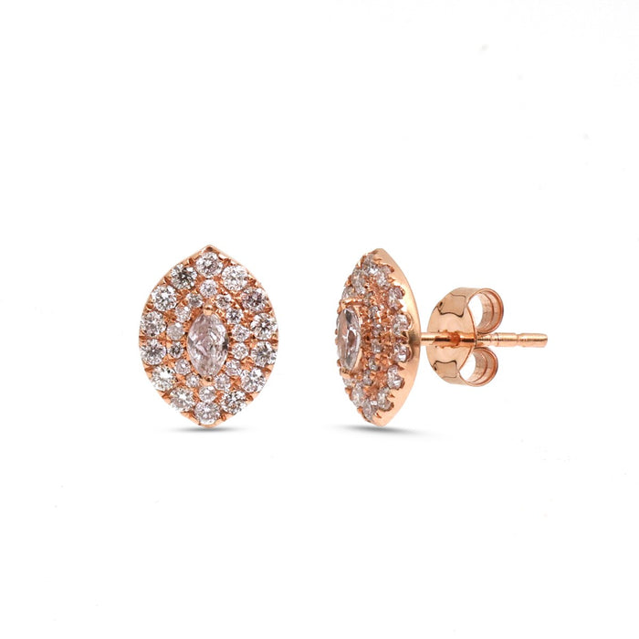 Pink Diamond Luxe Cluster 14K (18k Custom) Rose Gold Stud Earrings