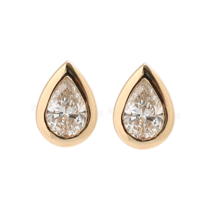Lab Diamond Pear 14K  (18k custom) Stud Earrings Yellow Gold
