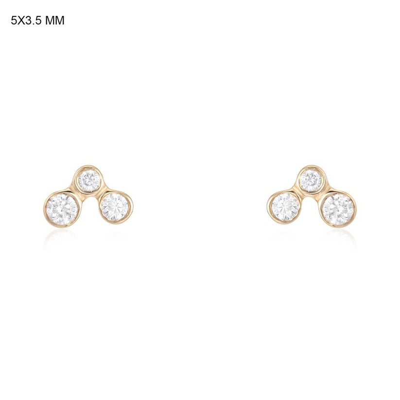 Noble Glamour Diamond Stud Earrings in 14K Yellow Gold