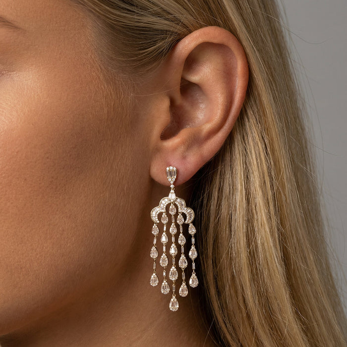 Baguette Diamonds Earrings in 18K White Gold